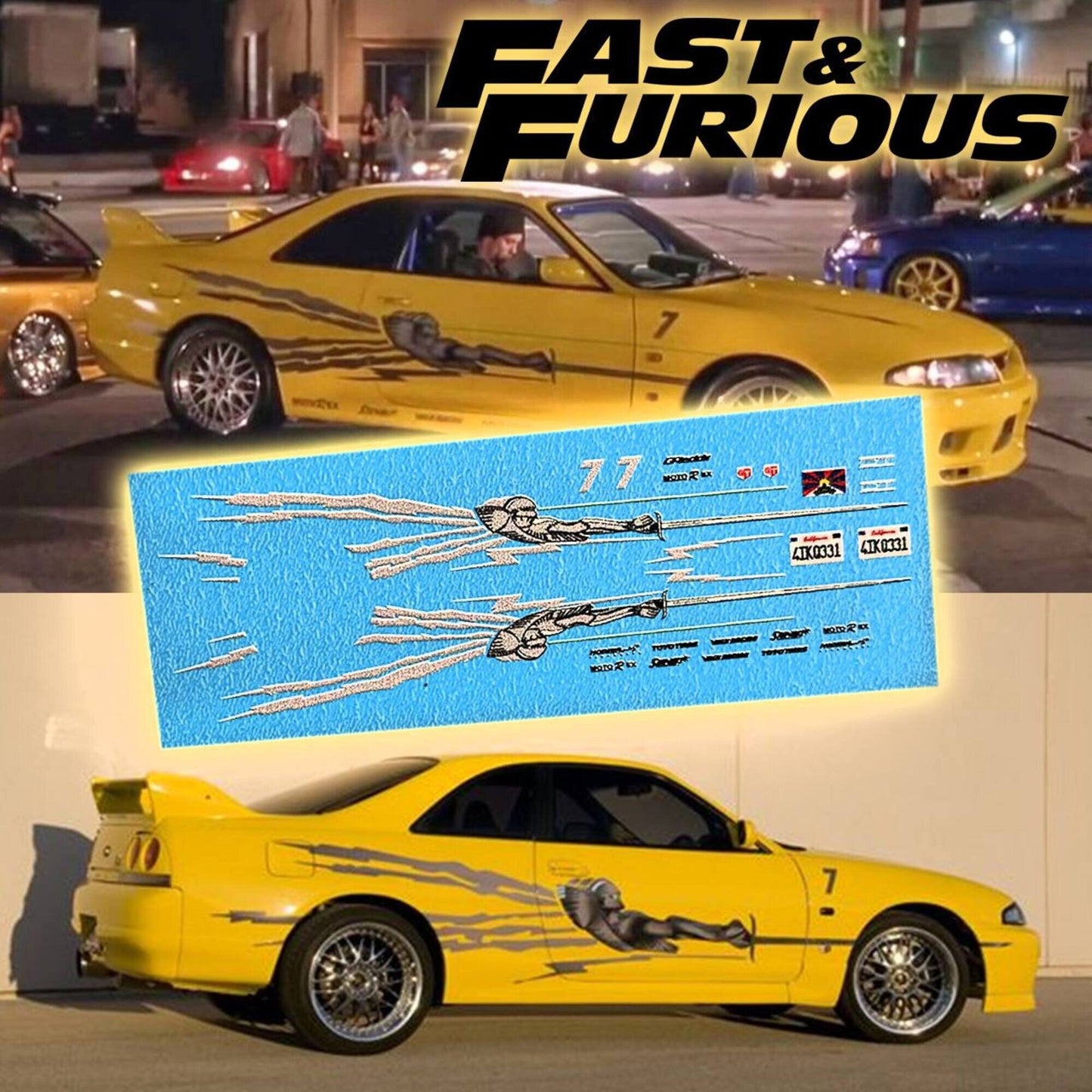 1/64 1/24 Fast&Furious R33 Skyline Waterslide Decals 1:64