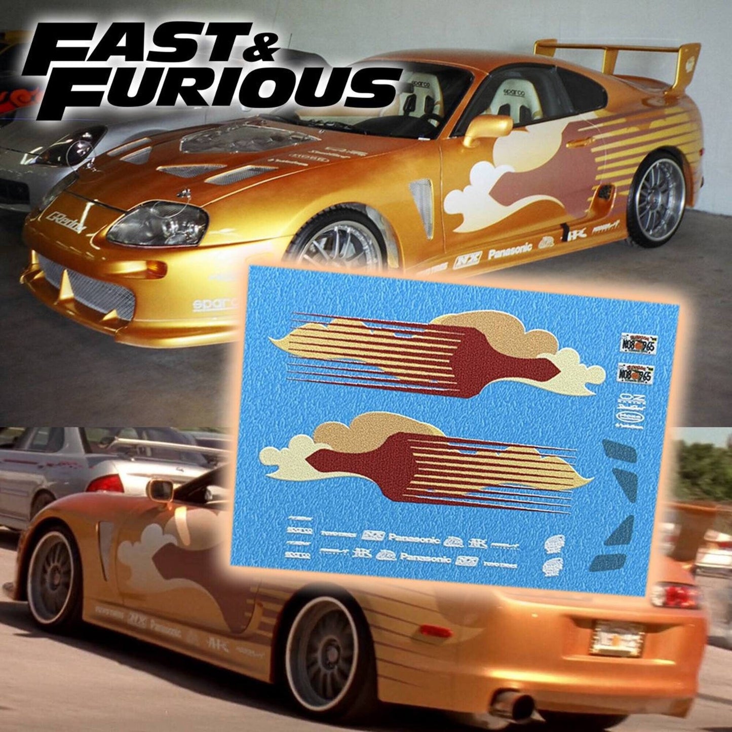 1/64 1/24 Fast&Furious Slap Jack's Supra Waterslide decals 1:64