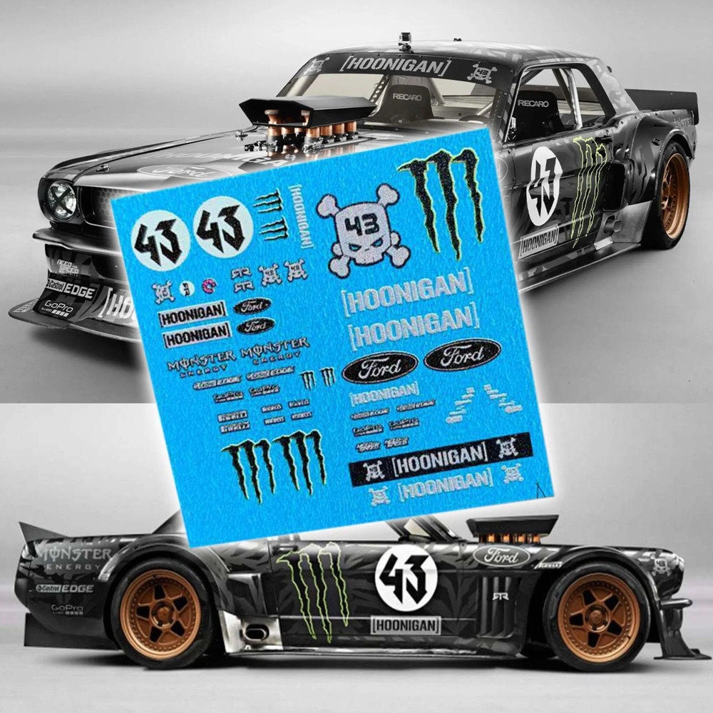 1/64 Hoonigan Ken Block Mustang Fiesta Escort White toner Waterslide decals for 1:64 scale HW