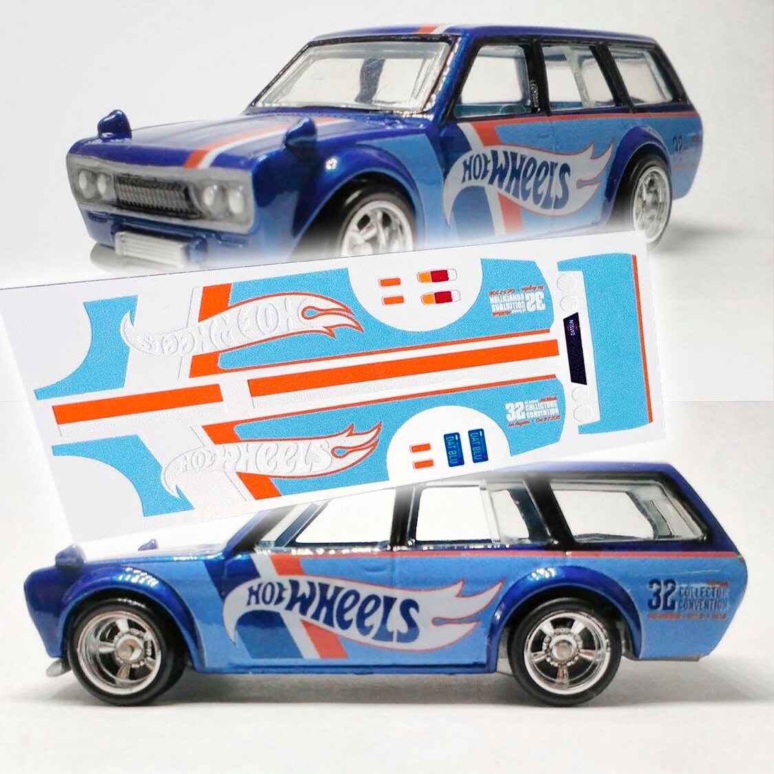 Datsun 510 Wagon 32nd Annual HW Collectors Convention in LA Waterslide Decals 1:64