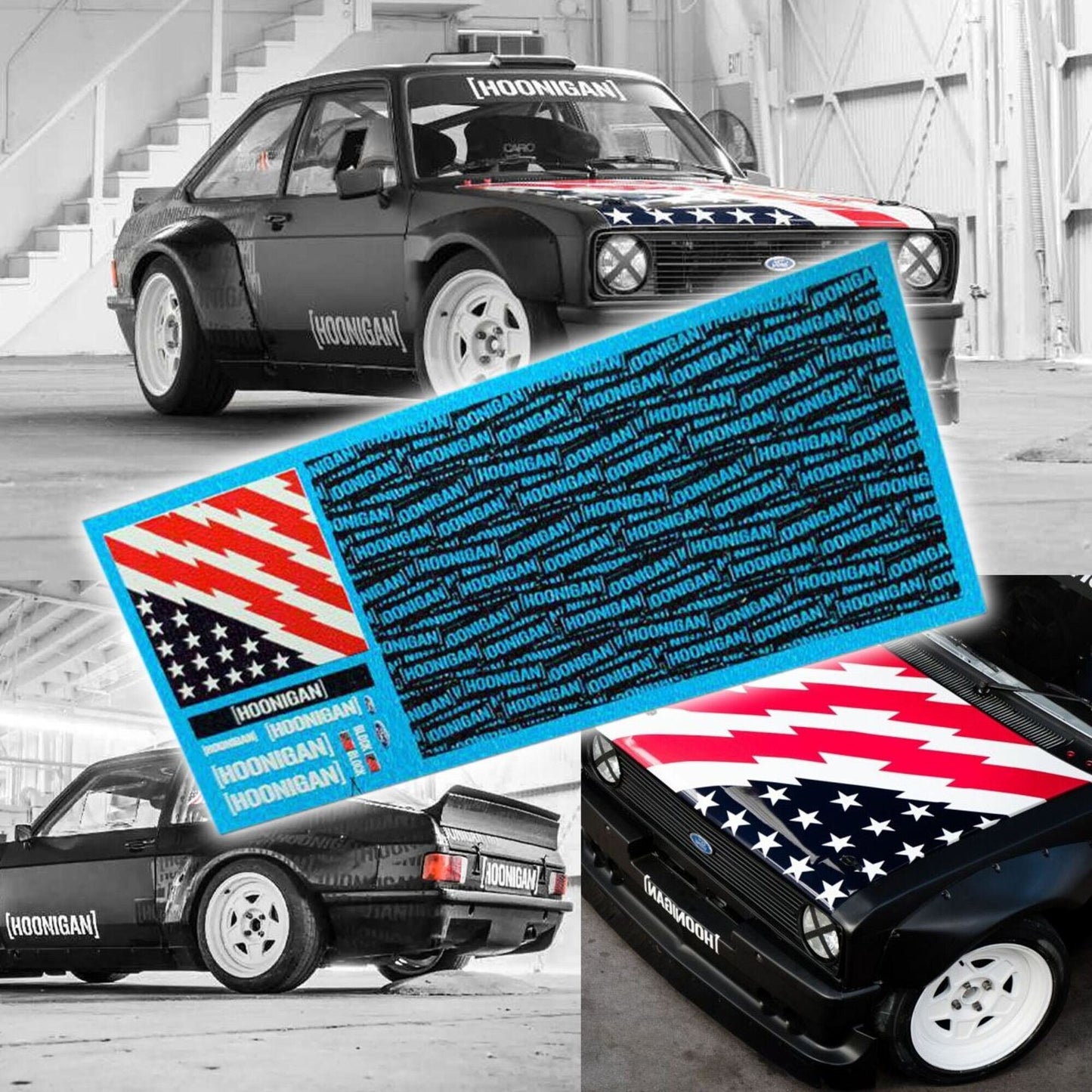 1/64 Hoonigan Ken Block Mustang Fiesta Escort White toner Waterslide decals for 1:64 scale HW