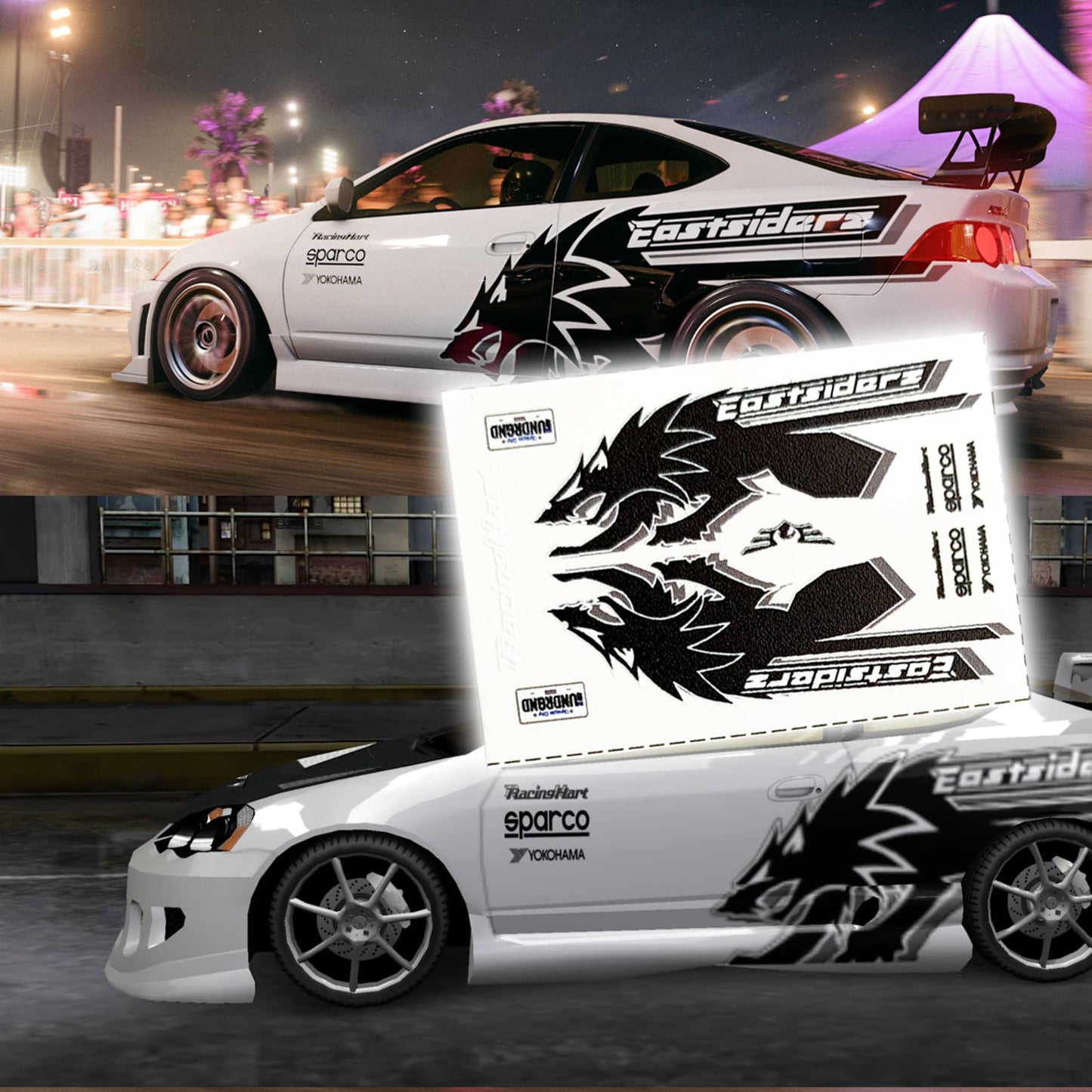 1/64 1/24 Need for Speed Eastsiders Skyline r34 & Team White Toner Waterslide decals