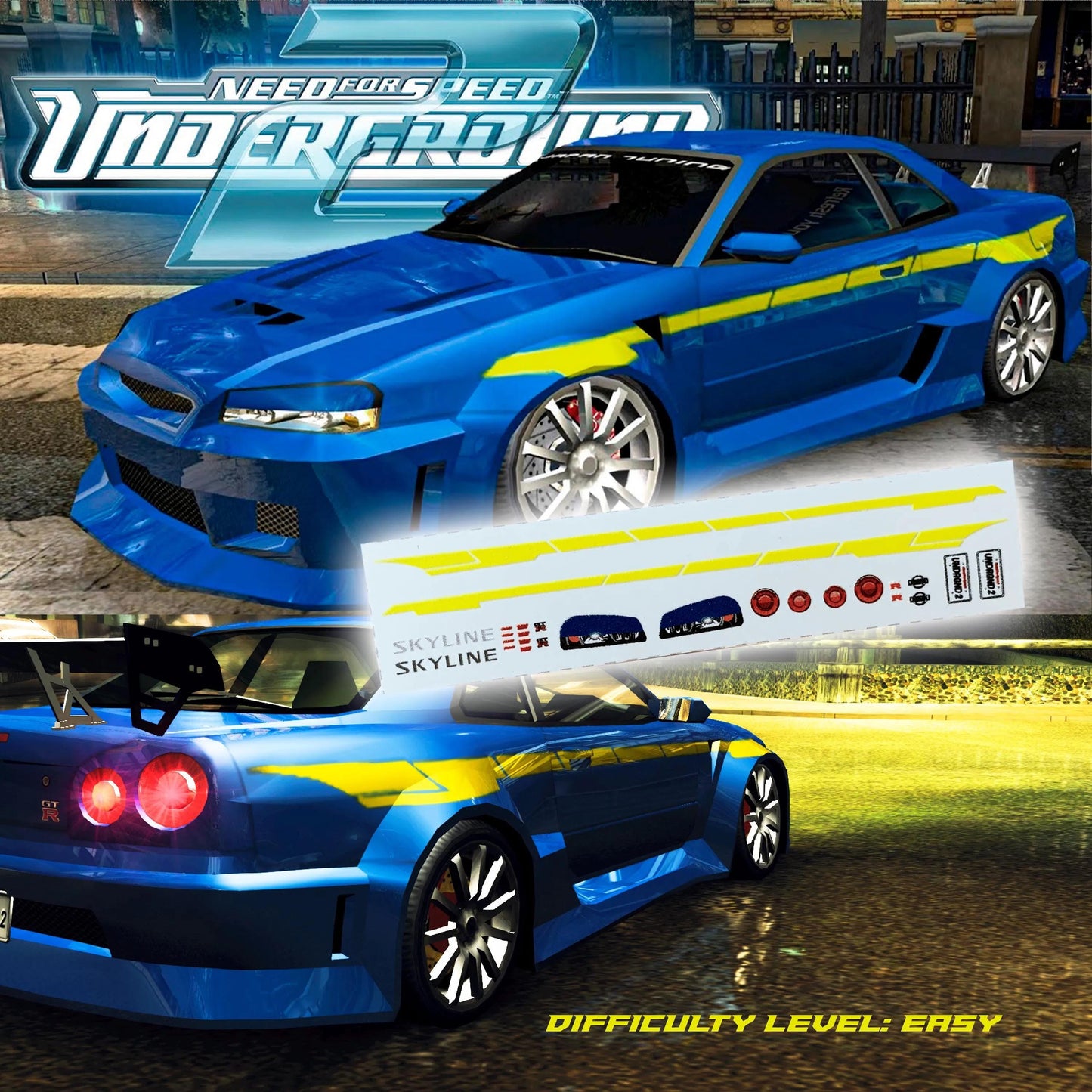 1/24 1/64 Player's Skyline R34 Need for Speed Underground 2 Waterslide Decals