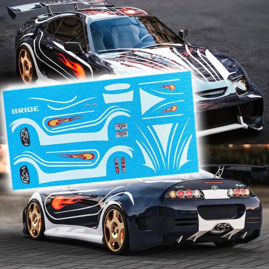 Vic's Supra White Toner NFS Most Wanted Waterslide Decals for 1:64 scale