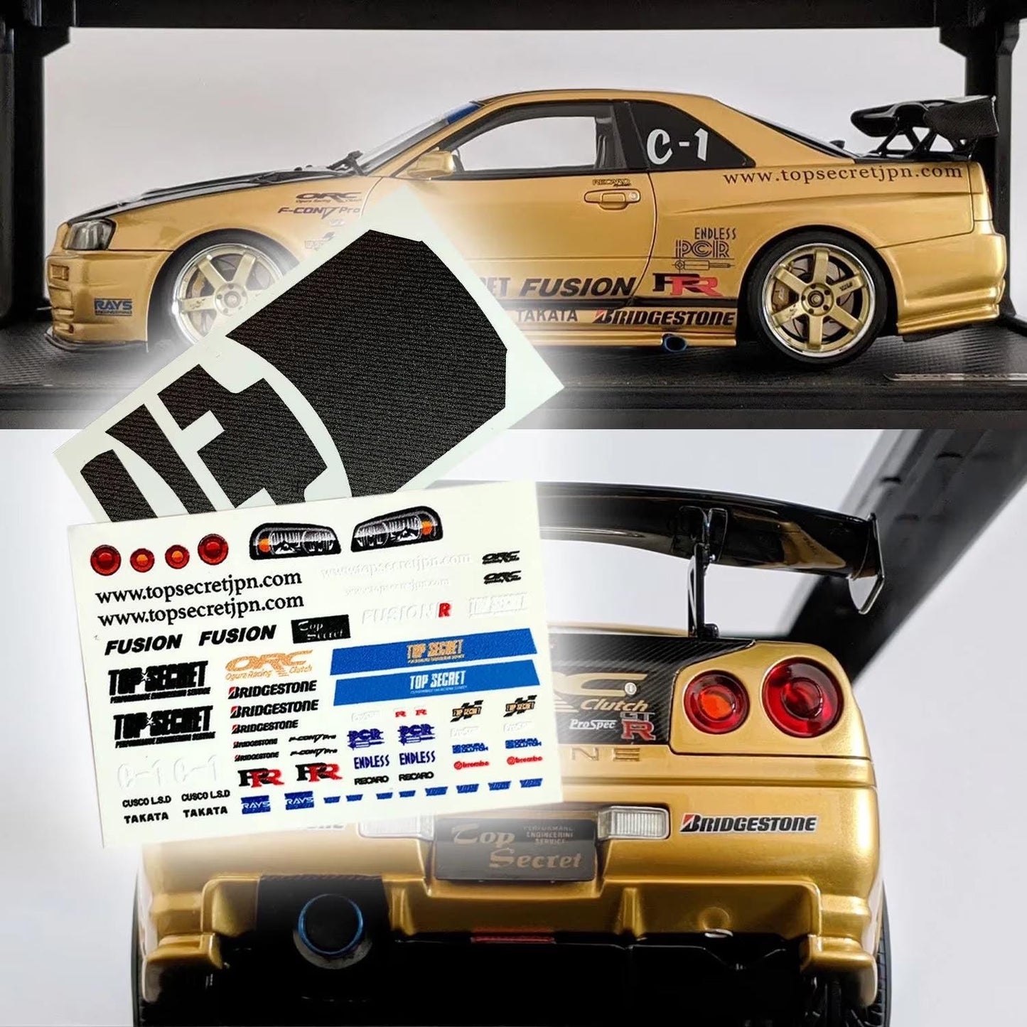 1/24 1/64 Top Secret Skyline R34 White Toner Waterslide decals