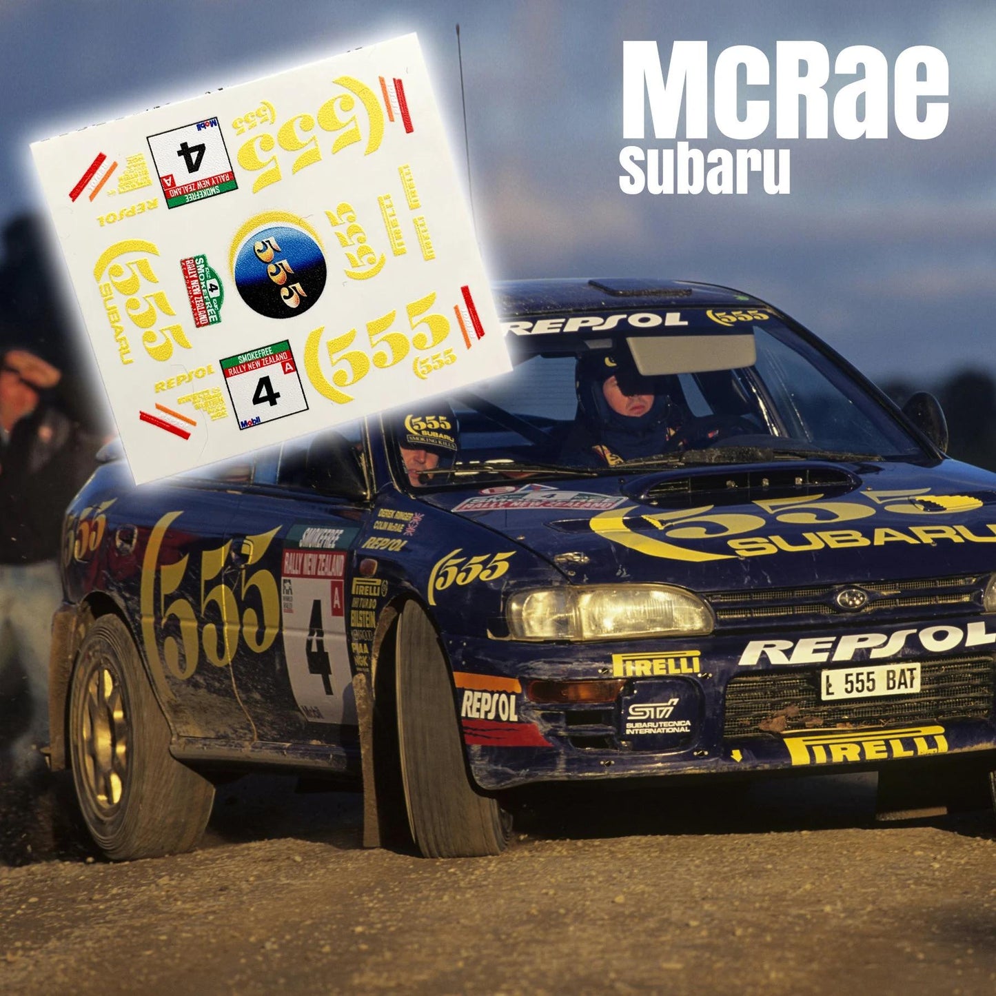 Colin McRae Rally Subaru White Toner Waterslide decals for 1:64 and 1/24 scale
