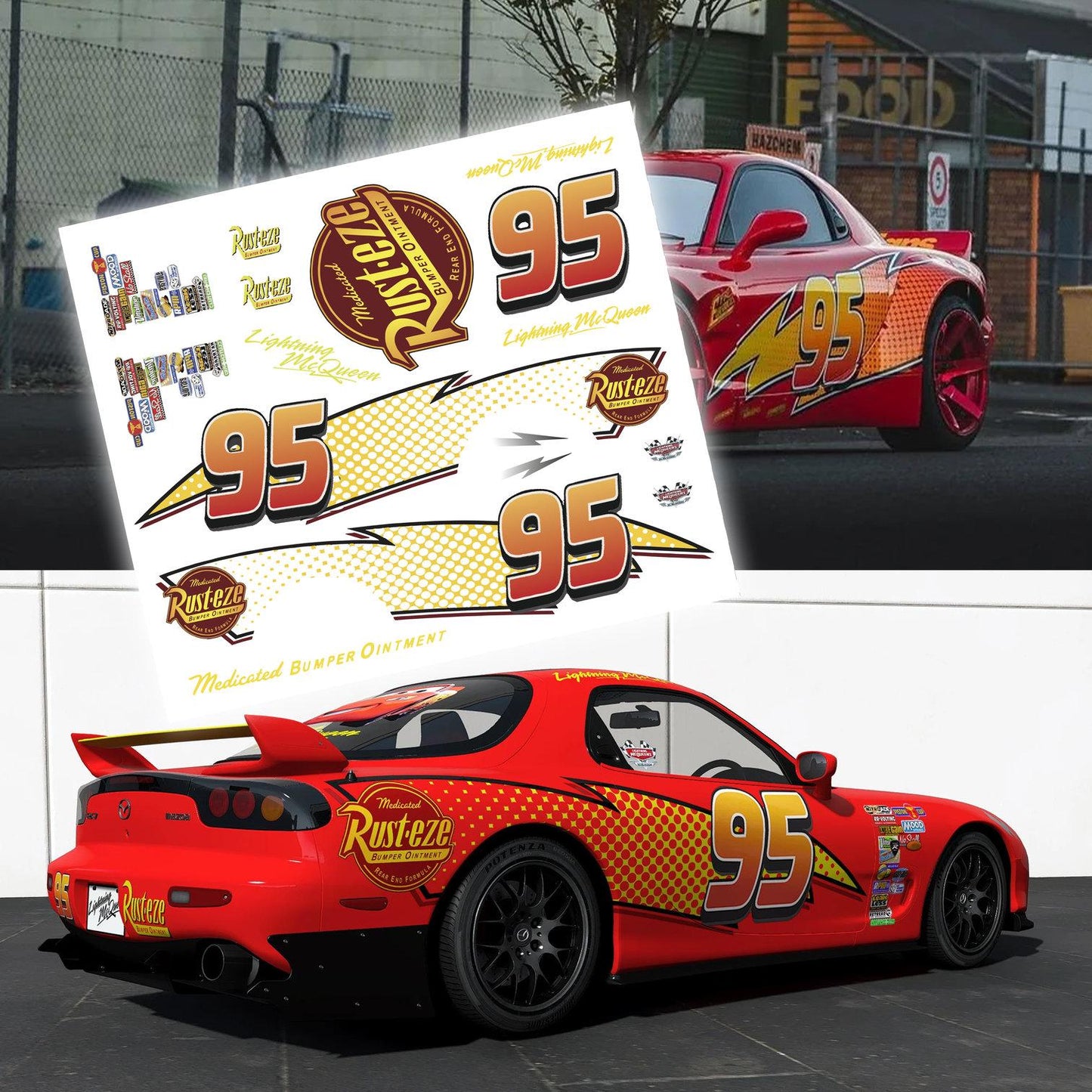 1/64 Lightning McQueen White Toner Waterslide decals for 1:64 scale Cars