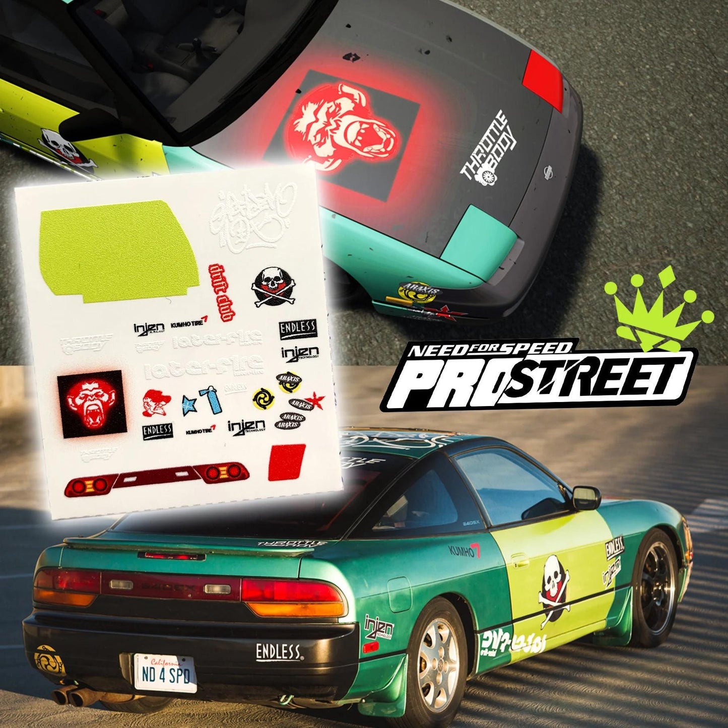 1/64 1/24 NFS ProStreet Ryan Cooper 240sx White Toner Waterslide decals