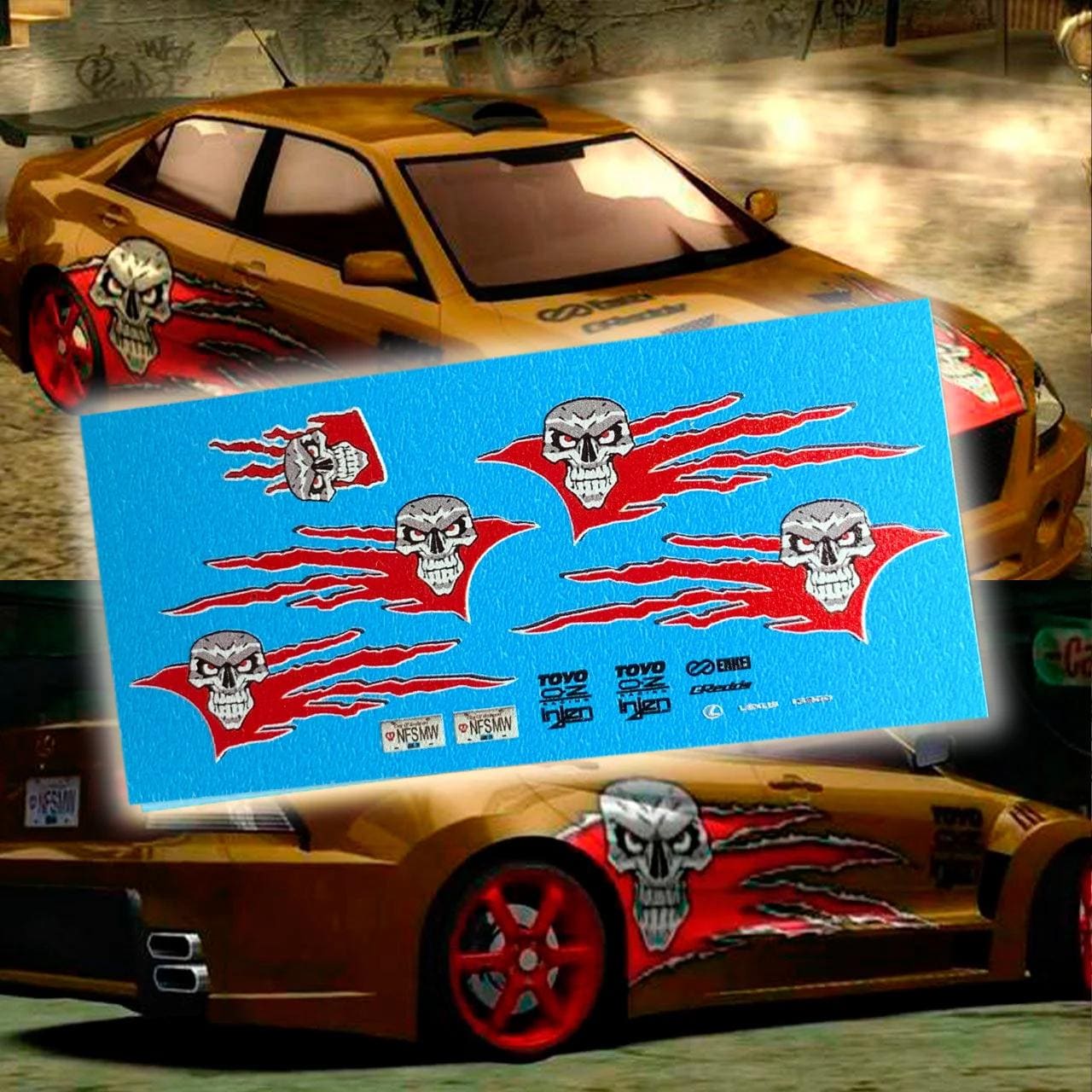Need for Speed Most Wanted White Toner Taz's Lexus Waterslide decals for 1:64 scale