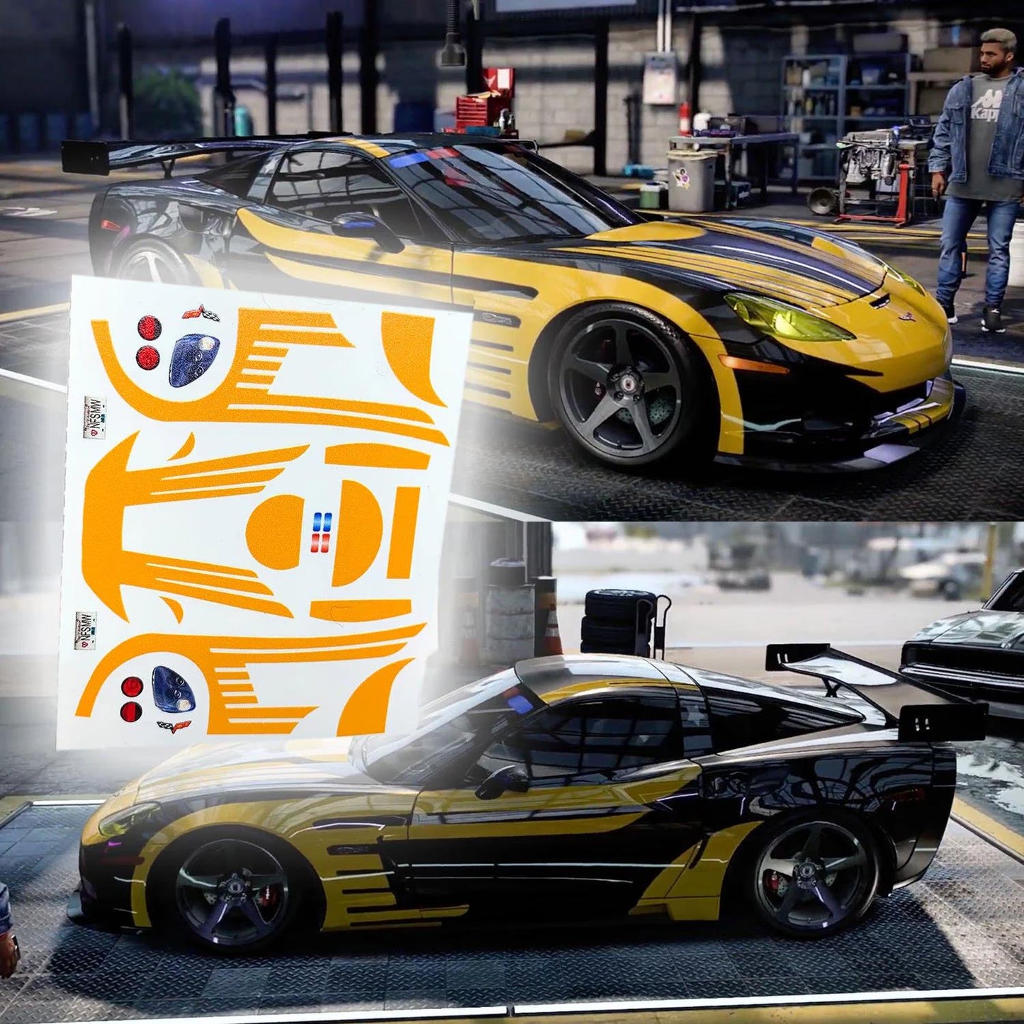 Need for Speed Most Wanted Intro Cross' Corvette White Toner Waterslide decals for 1:64 scale