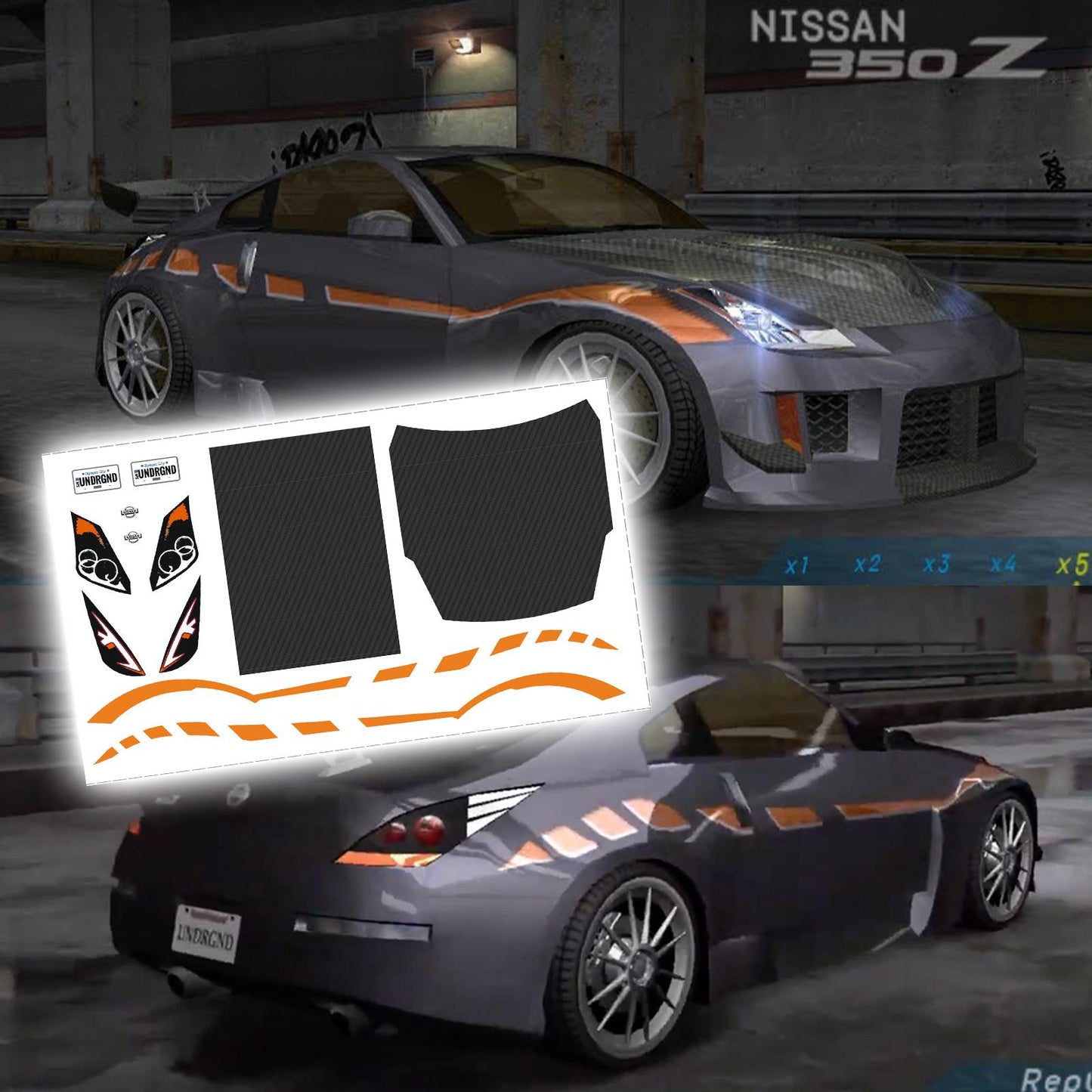 1/64 1/24 Melissa's Nissan 350z NFS Underground Waterslide decals