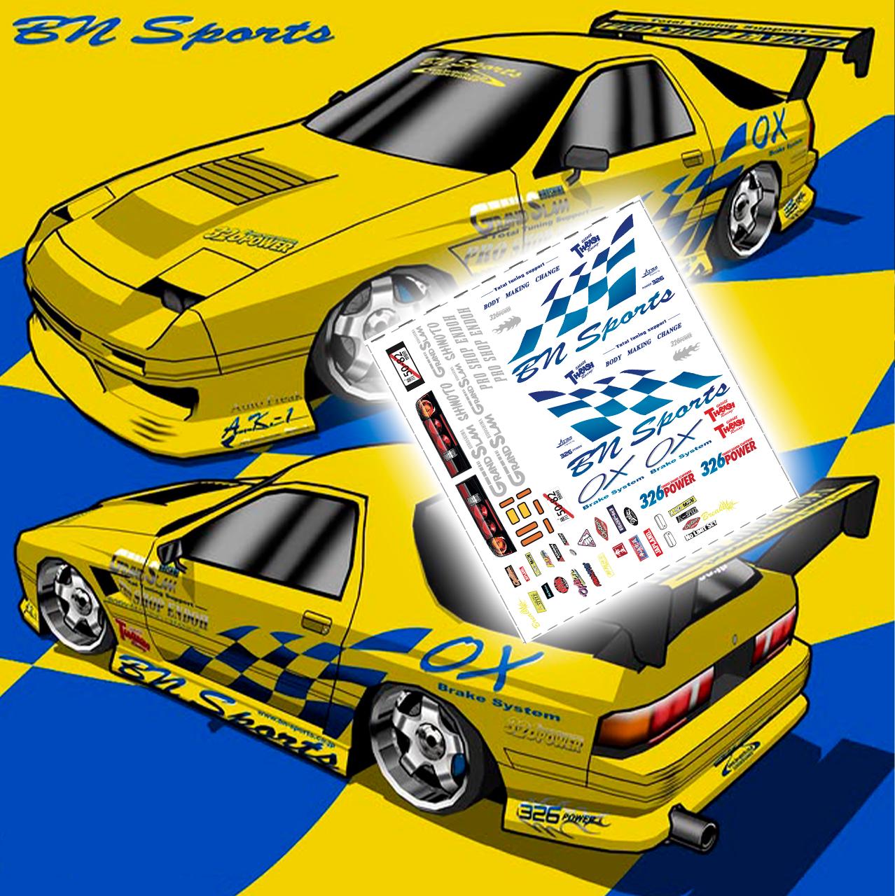 1/64 1/24 Haraguchi's Mazda RX7 fc3s BN Sports Drift livery Waterslide decals for 1:64 scale