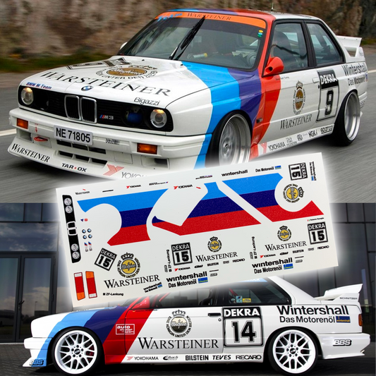 1/64 Warsteiner BMW M3 E30 livery White Toner Waterslide Decals