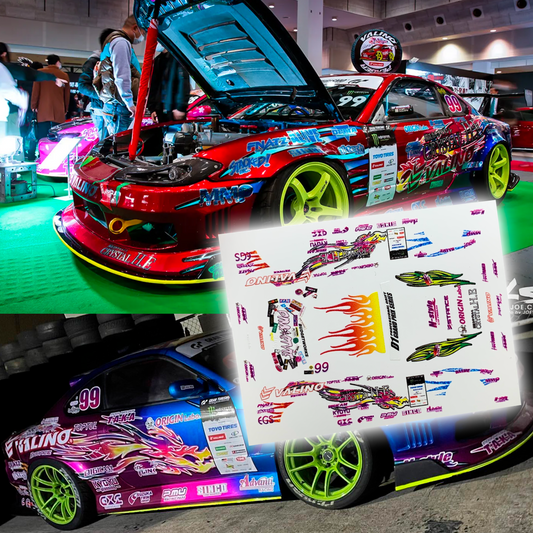 1/64 Valino Crystal H.E. Nissan Silvia s15 White Toner Waterslide Decals