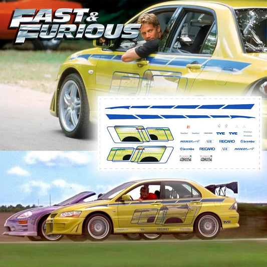 1/64 1/24 Fast&Furious Brian's Lancer Evo Waterslide decals 1:64