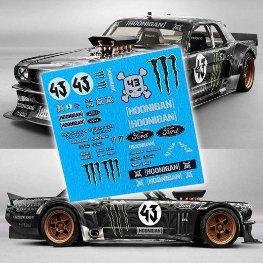 1/64 Hoonigan Ken Block Mustang Fiesta Escort White toner Waterslide decals for 1:64 scale HW