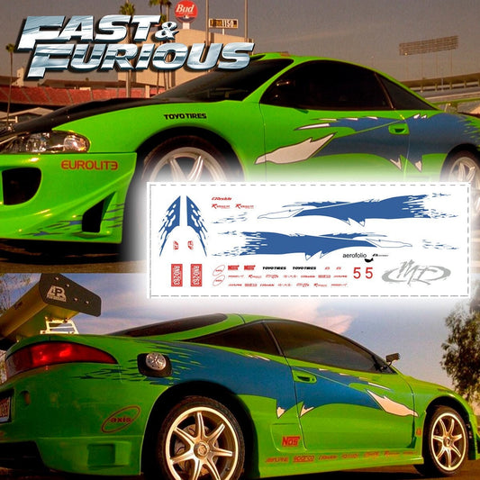 1/64 1/24 Fast&Furious Brian's Eclipse Waterslide decals 1:64