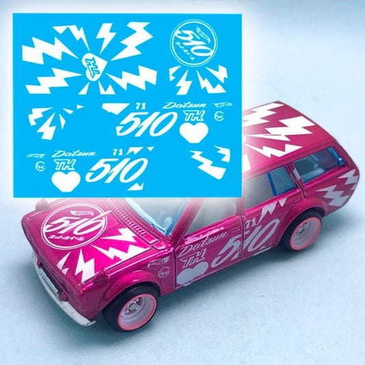 Datsun 510 wagon Treasure Hunt livery Water slide decal set for HW 1:64