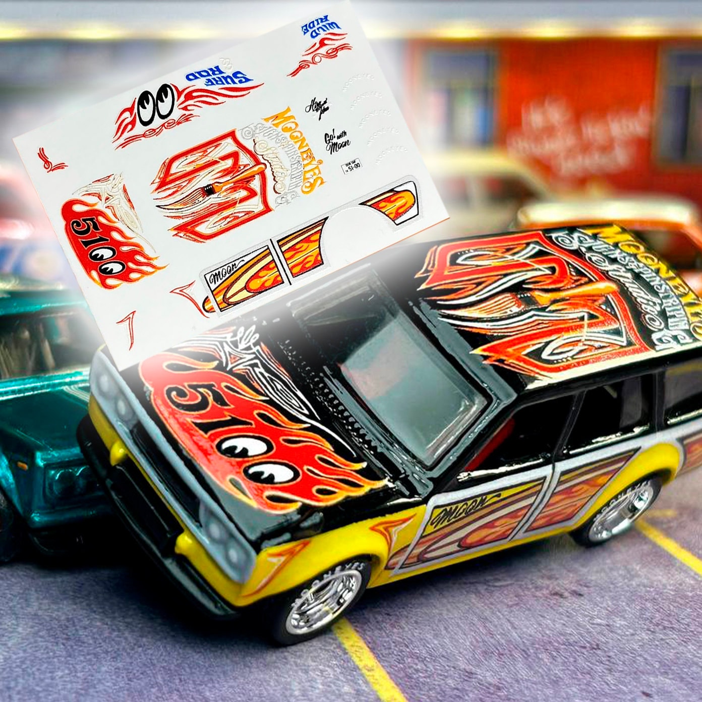 Decalcomanie Ad Acqua Hot Wheels 1/64 – NISSAN DATSUN 510 WAGON JAPAN V1 WHT 050 – Per Personalizzare Modellini