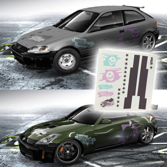 1:64 Need for Speed ProStreet Battle Machine Golf/Civic/350z Waterslide decals 1/64 for HW Matchbox