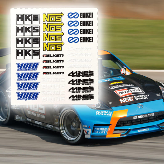 1/64 Tuners/Muscle cars/Euro Racing sponsors & perfomance sets Waterslide decals for 1:64 scale