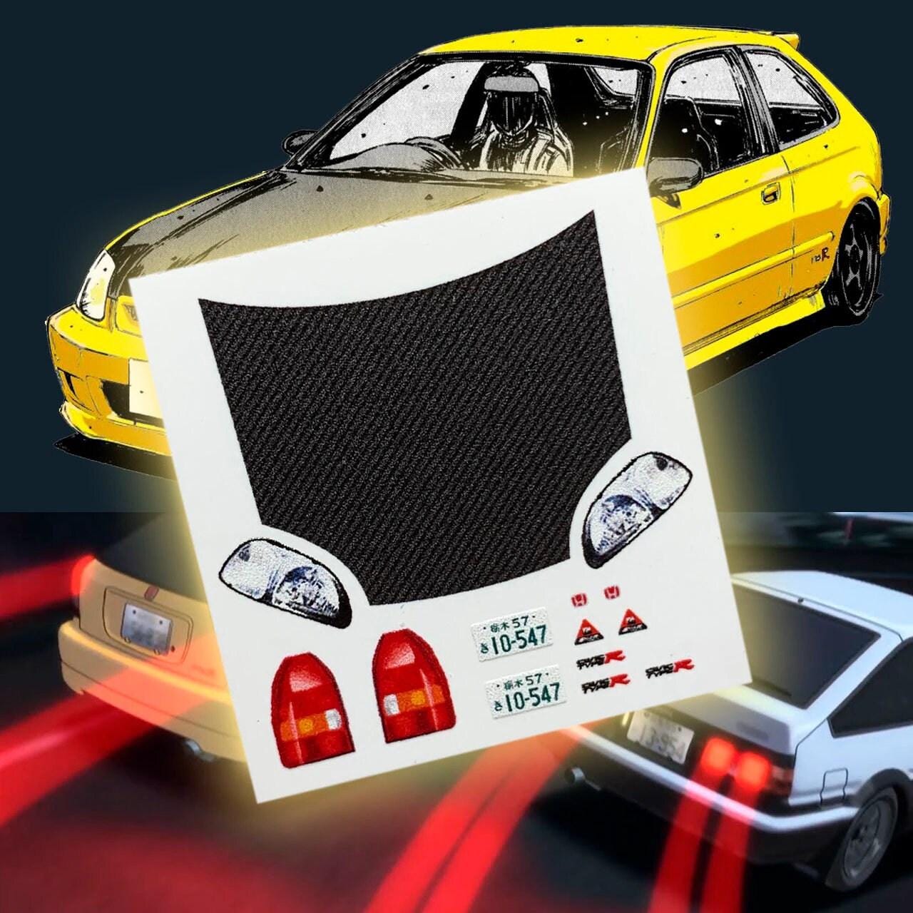 1:64 Honda Civic ek9 Type R decal set Carbon fiber hood/headlights/tail lights/badges for 1/64 scale