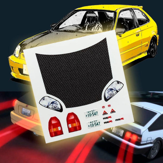1:64 Honda Civic ek9 Type R decal set Carbon fiber hood/headlights/tail lights/badges for 1/64 scale