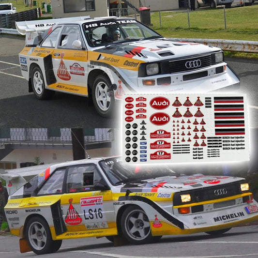 Audi Quattro S1 Group B Rally White Toner Waterslide Decals for 1:64 scale