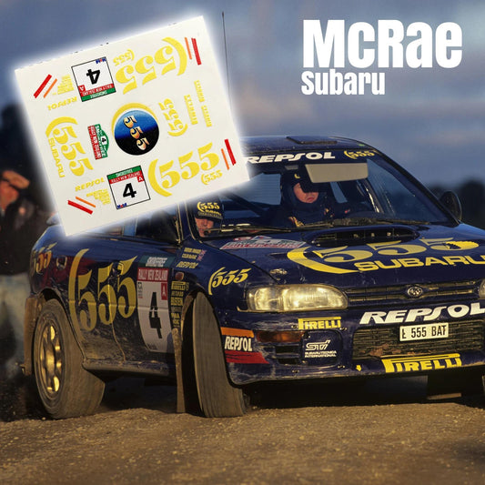 Colin McRae Rally Subaru White Toner Waterslide decals for 1:64 and 1/24 scale