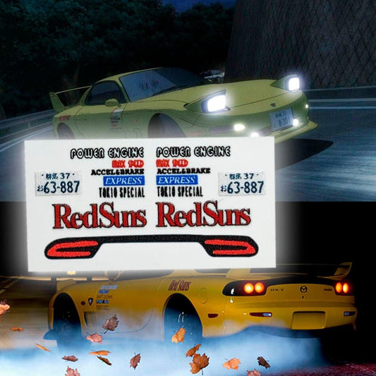 Initial D Yellow Red Suns RX7 Waterslide decals 1:64