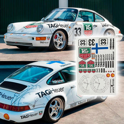 Porsche 911 Mika Häkkinen Tag Heurer Waterslide Decals 1:64 and 1/24 scale