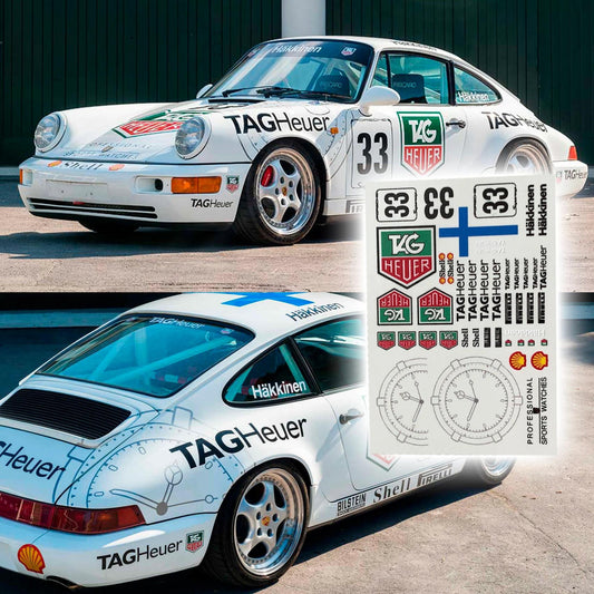 Porsche 911 Mika Häkkinen Tag Heurer Waterslide Decals 1:64 and 1/24 scale