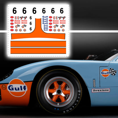 Gulf Racing livery White Toner Waterslide decals for HW 1:64 Gulf Porsche Ford GT40 Camaro