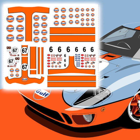 Gulf Racing livery White Toner Waterslide decals for HW 1:64 Gulf Porsche Ford GT40 Camaro
