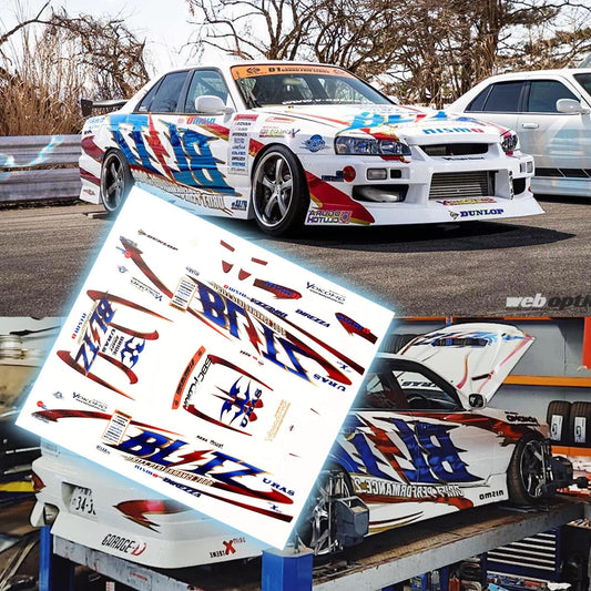 1/24 1/64 Blitz Skyline R34 Ken Nomura White Toner Waterslide Decals