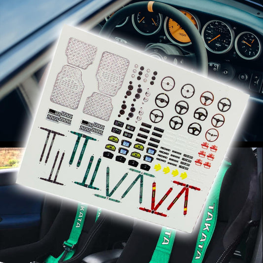Racecar Interior/boost controllers/Dash displays/analog dashboard/Steerings/Seat belts for 1:64 scale