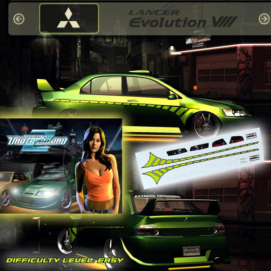 1/64 1/24 Need For Speed Underground 2 Mitsubishi Lancer Evo from Loading Screen Waterslide Decals