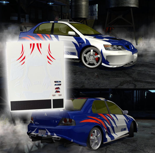 1:64 Need for Speed Most Wanted Earl's Evo Waterslide decals & Body Kit for HW models