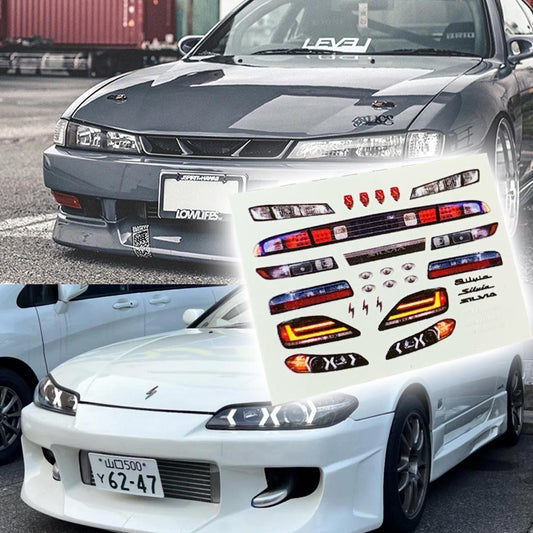 Nissan Silvia s13 s14 s15 Lights and badges Waterslide decals 1:64 for HW models