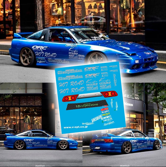 1/64 1/24 SB Corporation Nissan 180sx s13 Drift livery Waterslide decals for 1:64 scale