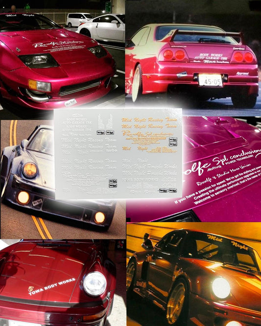 4 in 1 Mid Night Club Members livery Waterslide decals for 1/24 1/64 models