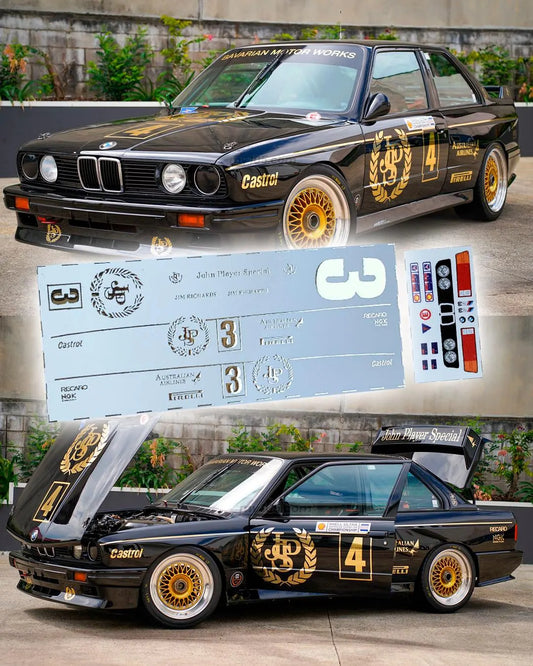 1/64 1/24 John Player Special JPS BMW M3 e30 livery White Toner/Chromed Waterslide Decals