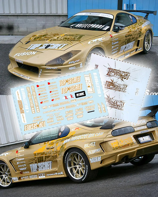 1:64 Top Secret Toyota Supra a80 livery White Toner/Chromed Waterslide decals