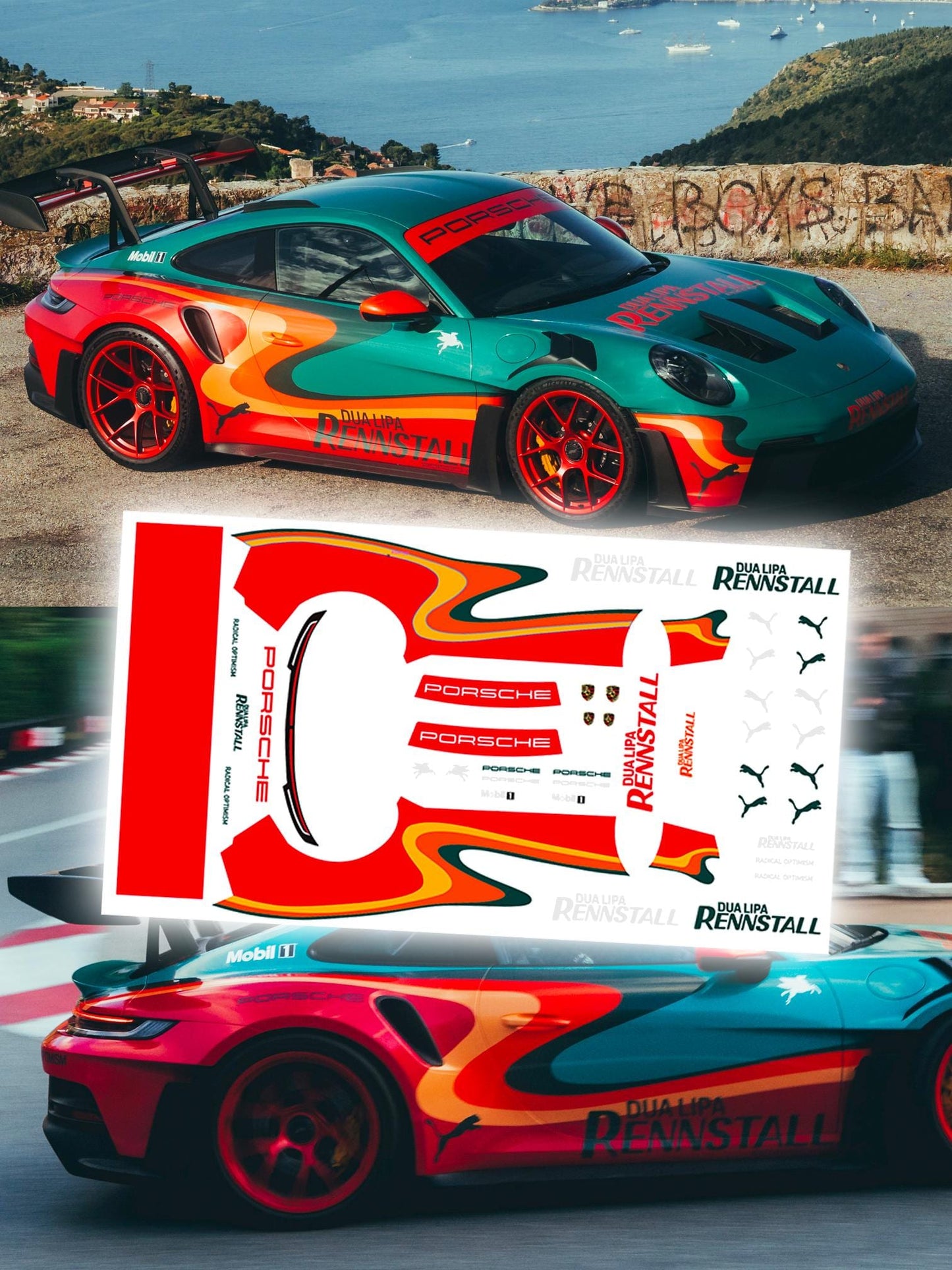 1:64 Dua Lipa's Porsche 911 GT3 RS Rennstall for Waterslide Decals HW models