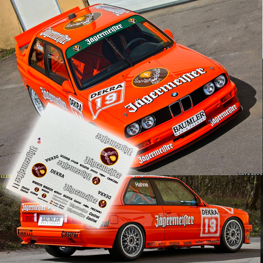 1/64 Jägermeister BMW M3 E30 DTM Jager Bomb livery White Toner Waterslide Decals