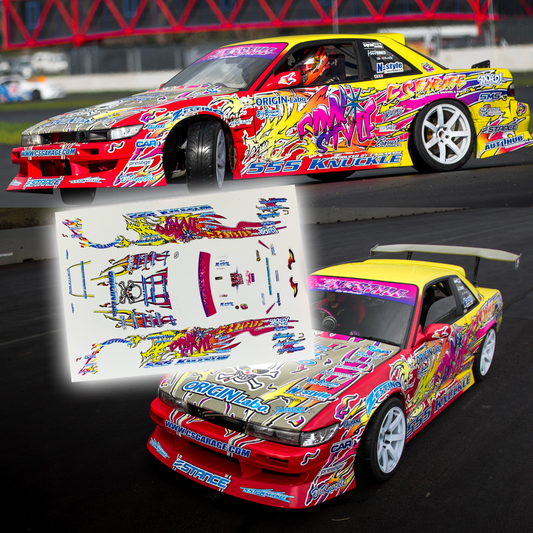 1/64 Pink Style Nissan Silvia S13 D1GP drift livery White Toner Waterslide Decals