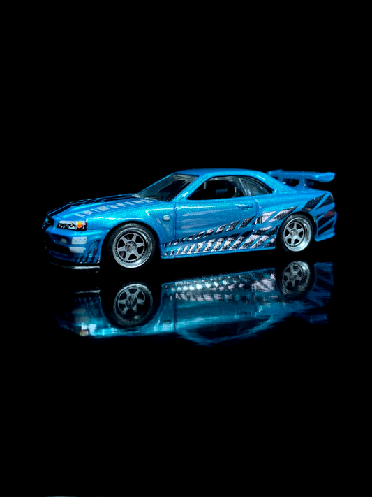 Brian O'conner's Nissan Skyline R34 Reversed Chromy 1:64 Hot Wheels Custom